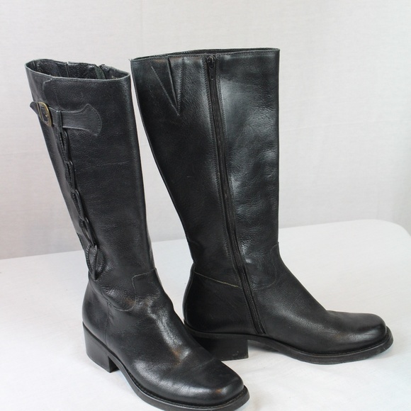 Nicole Shoes - NICOLE TALL BLACK LEATHER BOOTS